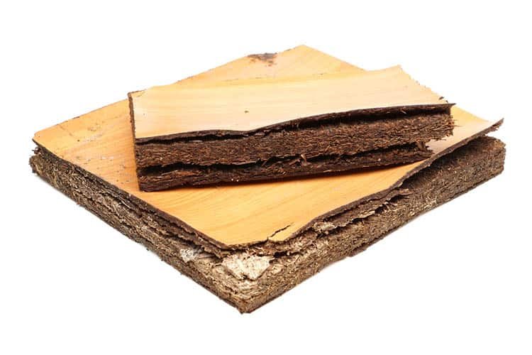 particle board damaged by water and humidity - wood material for furniture