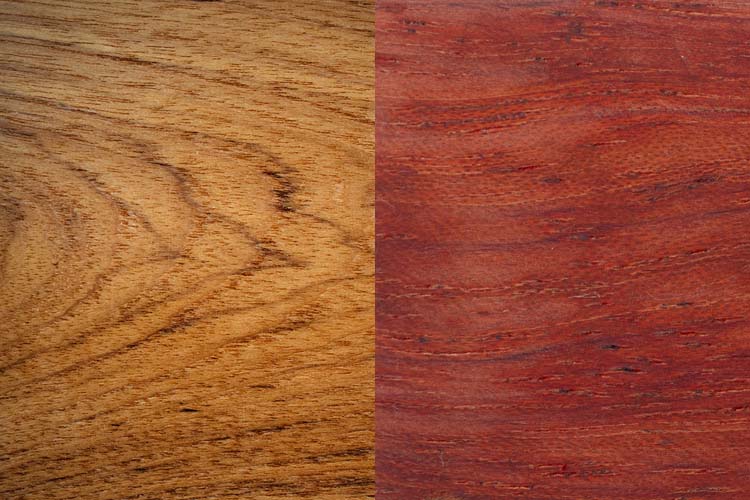 Teak wood vs Padauk wood texture