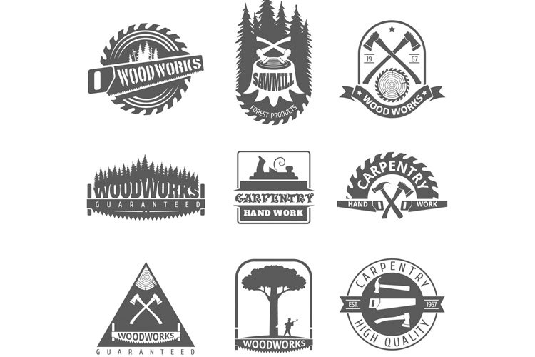 Carpentry, sawmill and woodwork vintage logo